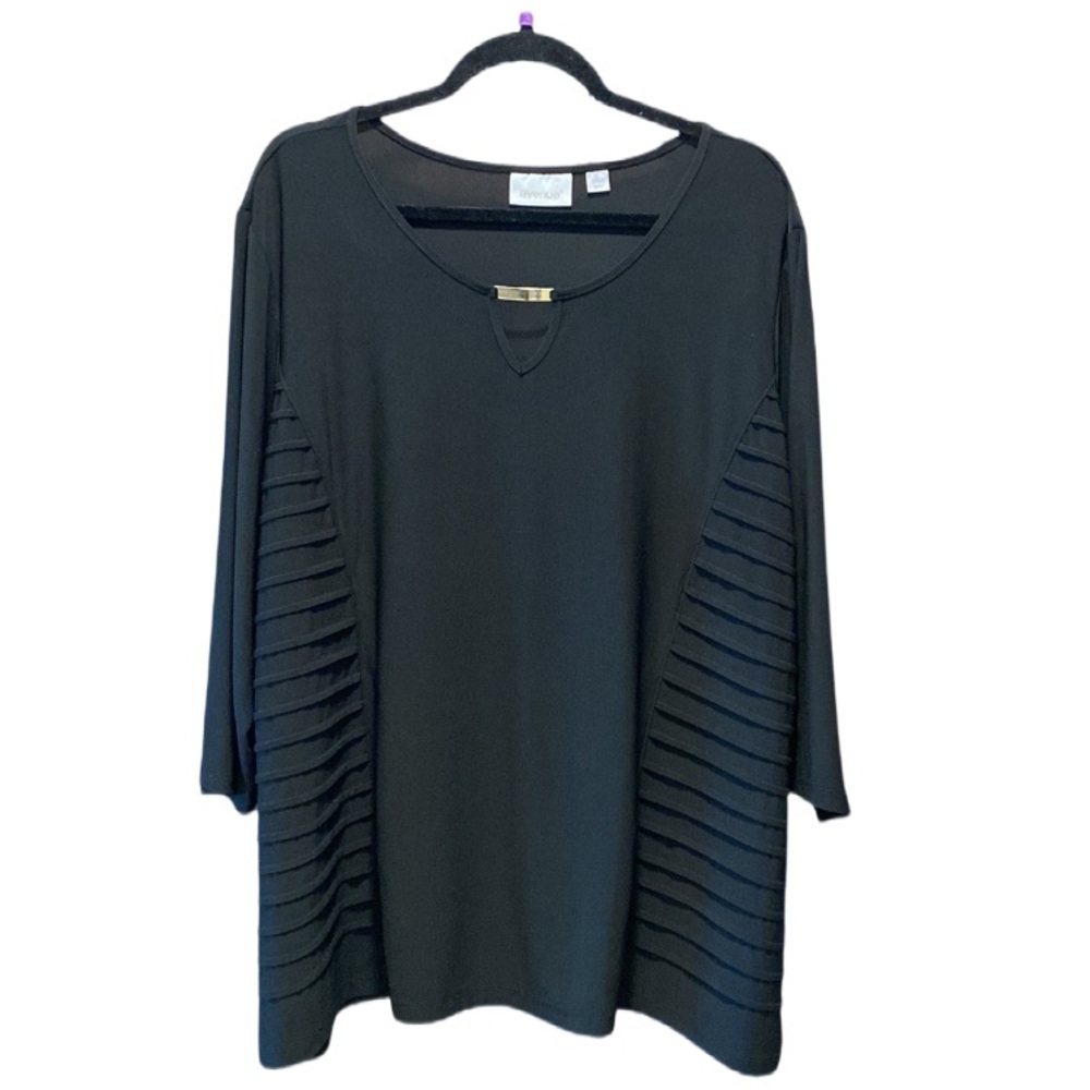 Avenue Black Textured 3/4-Sleeve‎ Blouse Size 22/24